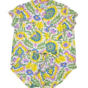 Piyama Maggie Pajama Set - Hydrangea Green Yellow Size XS - Shorts & Shirt